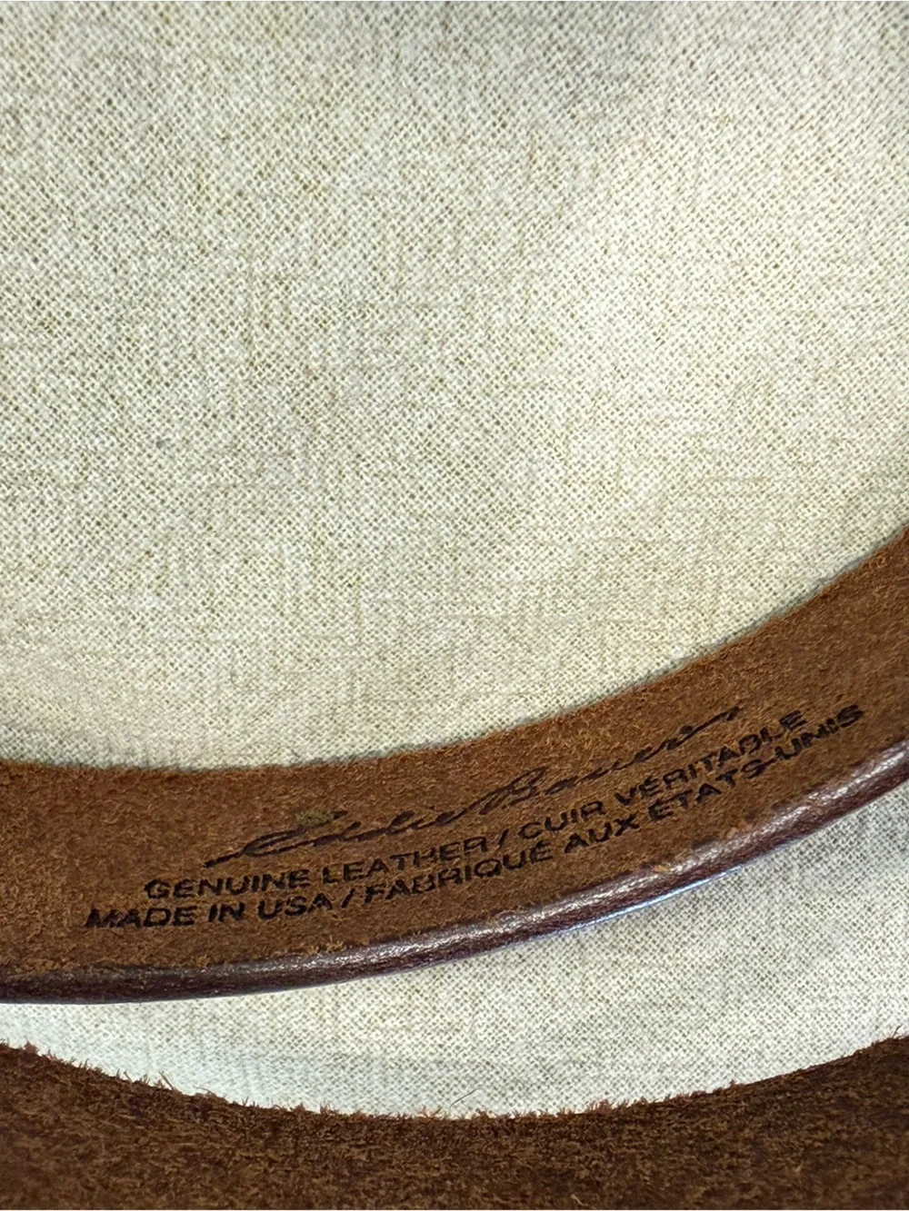 Eddie Bauer brown braid stitched genuine leather belt SZ M 42” unisex